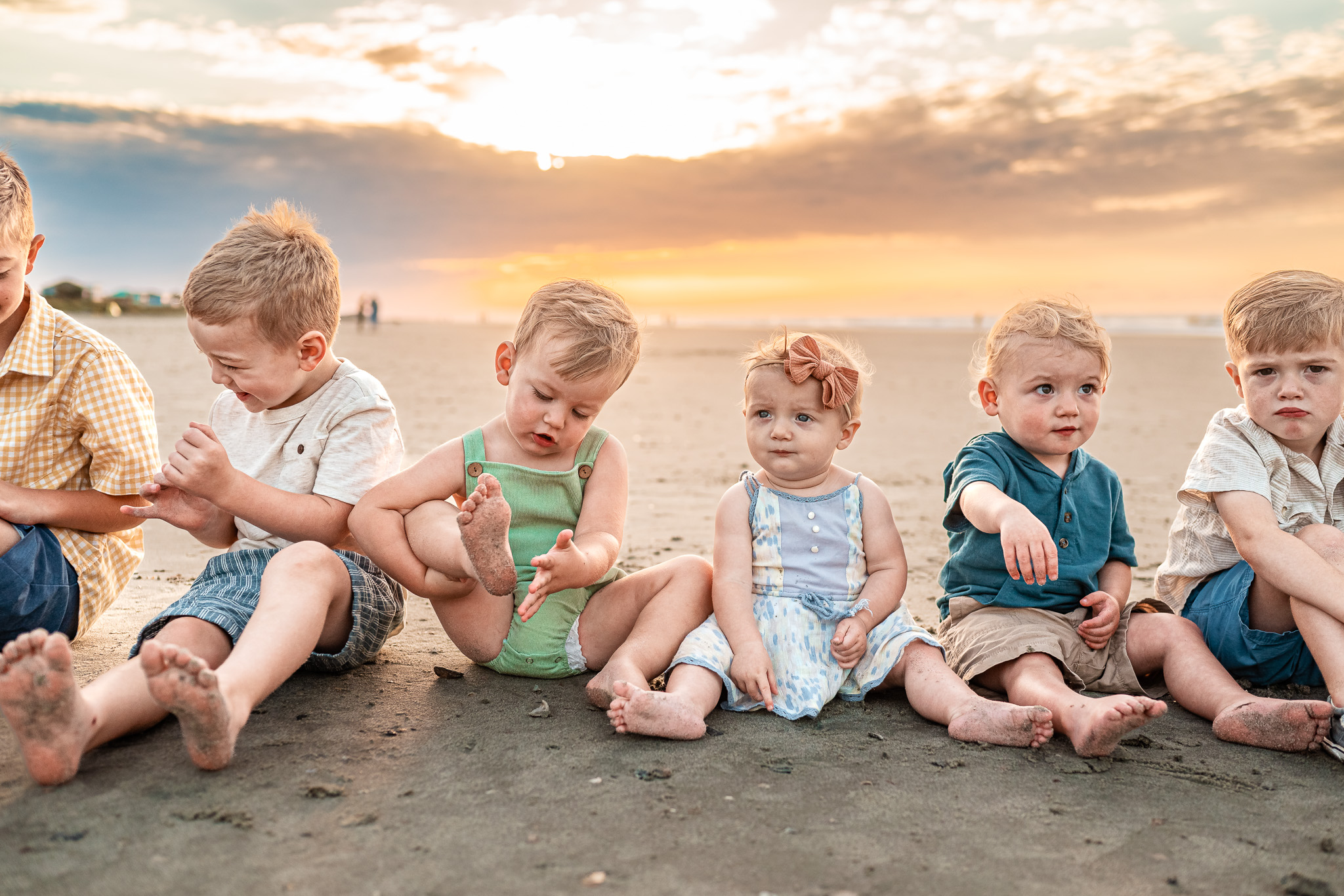 folly beach family photographer, family at sunrise on folly beach